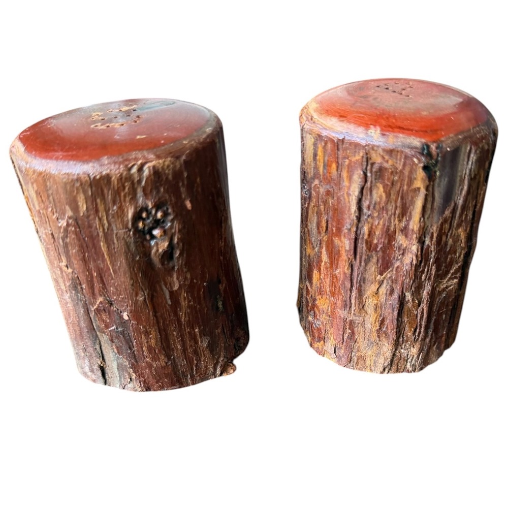Vintage Tree House California Redwood Log Salt and Pepper Shakers Rustic Cabin - Picture 6 of 9